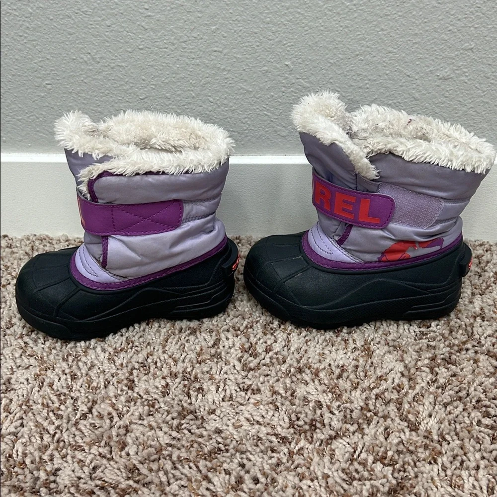 Sorel purple and black little kids' Winter Boots, size 10 - Picture 2 of 6